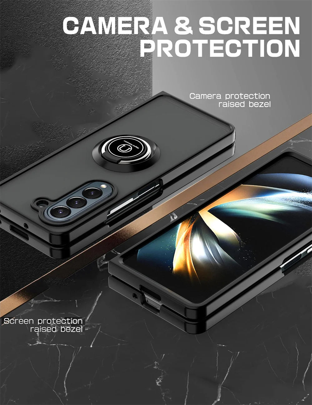 Matte Rotating Holder Magnetic Phone Case For Samsung Galaxy Z Fold 7 6 5 4 3 Car Ring Armor Shockproof Cover