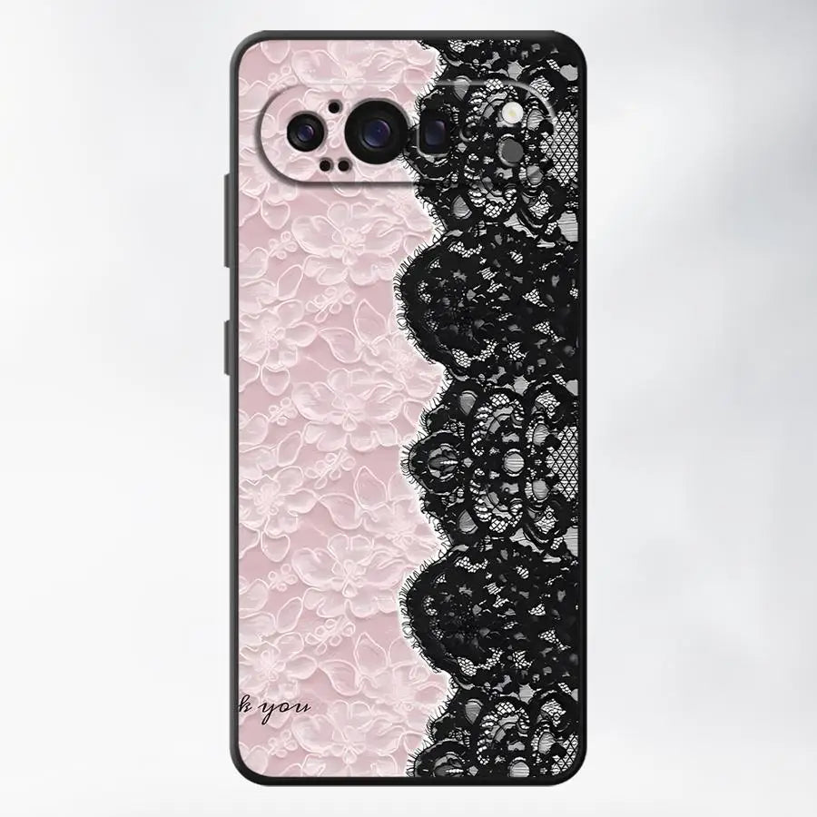 Retro Lace Art Case for Google Pixel 10A 6 7 8 Pro 7a 8a 10 9 Pro XL 6a 9a Funda Phone Cover