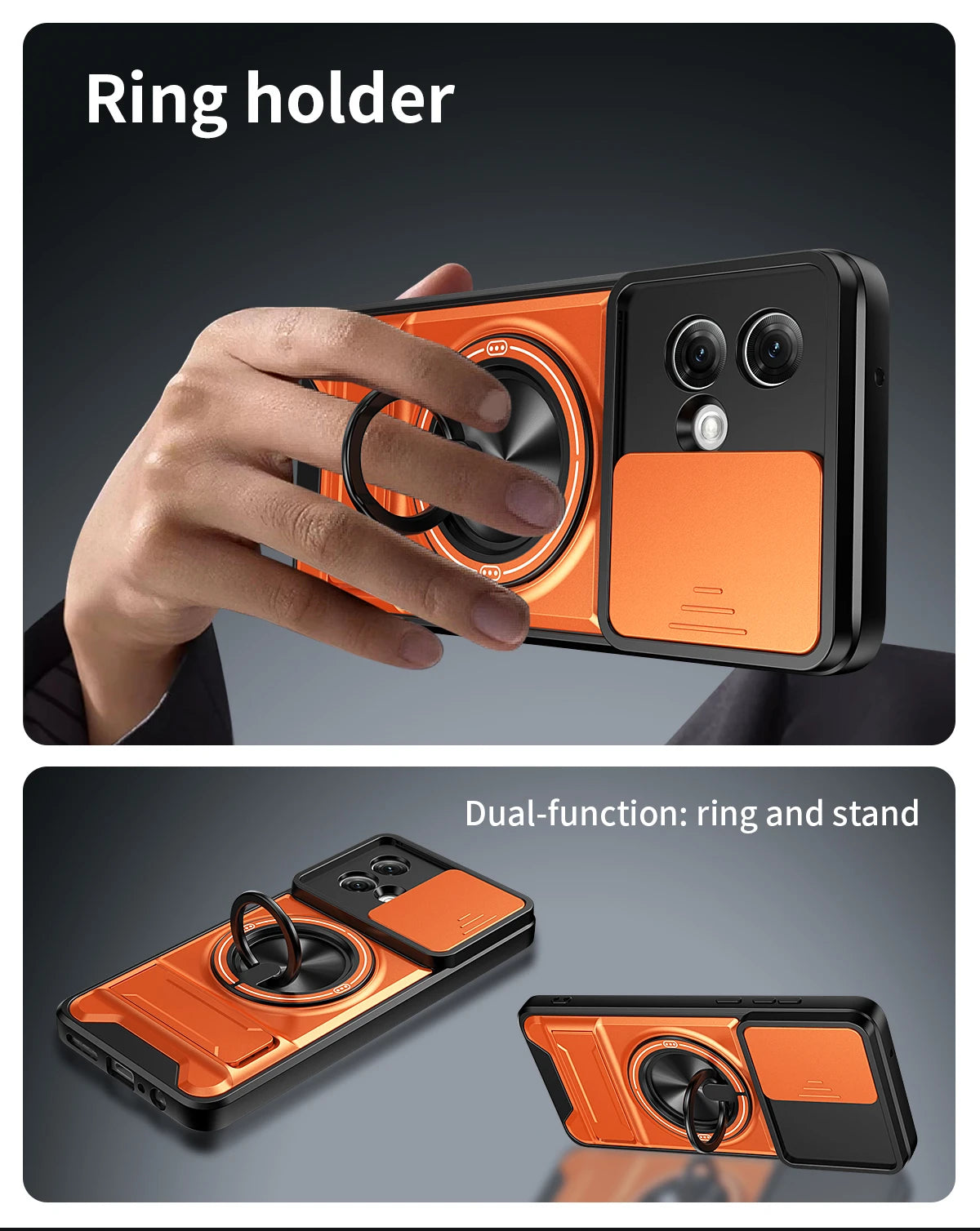 360 Rotating Magnetic Ring Holder Phone Case For Motorola G86 G56 G35 G64 G34 G84 G55 G53 Lens Slide Camera kickstand Cover