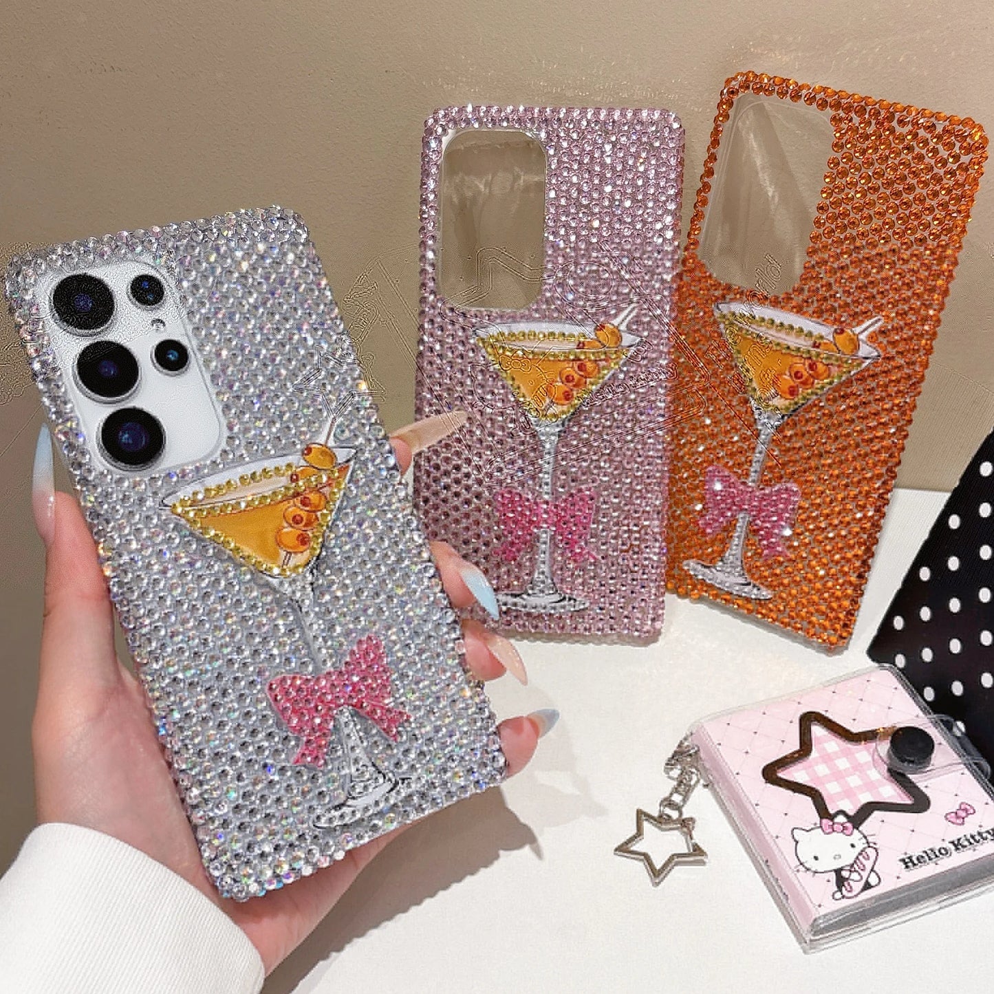 Cute Diamond Wine Glass Case For Samsung Galaxy S26 Ultra Rhinestone Cover For Samsung S25Ultra S24 Plus S23 S22 Ultra Shell