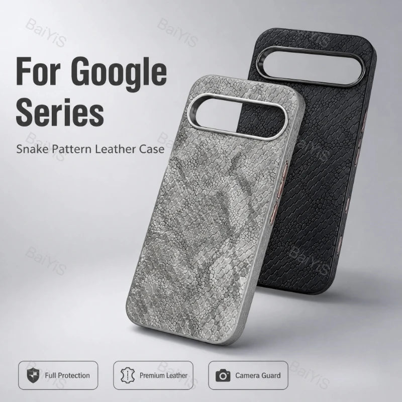 Vintage Luxury Classic Snake Leather Texture Phone Case For Google Pixel 11 10 9 Pro XL Soft TPU Frame Leather Shockproof Cover