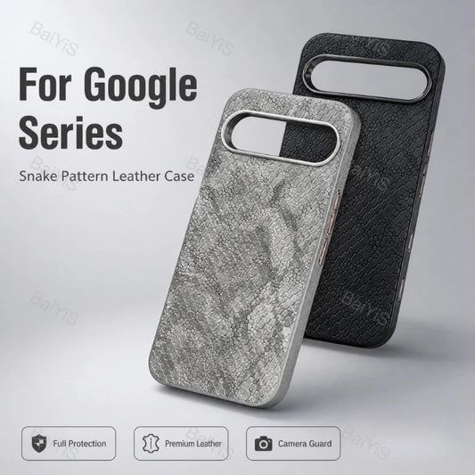 Vintage Luxury Classic Snake Leather Texture Phone Case For Google Pixel 11 10 9 Pro XL Soft TPU Frame Leather Shockproof Cover