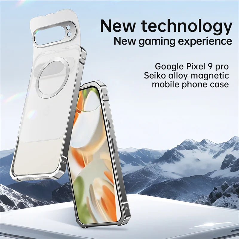 For Google Pixel 8 9 10 Pro 9 Pro XL Metal Frame Protect Bare Magsafe Case Wireless Charging Detachable Shockproof Protect Cover