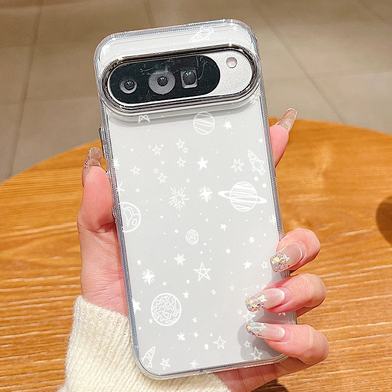 Stars Pattern Clear TPU Phone Case For Google Pixel 10 9 8 7 Pro Pixel 9 10 Pro XL 7A 8A 9A Shockproof Soft Silicone Back Cover