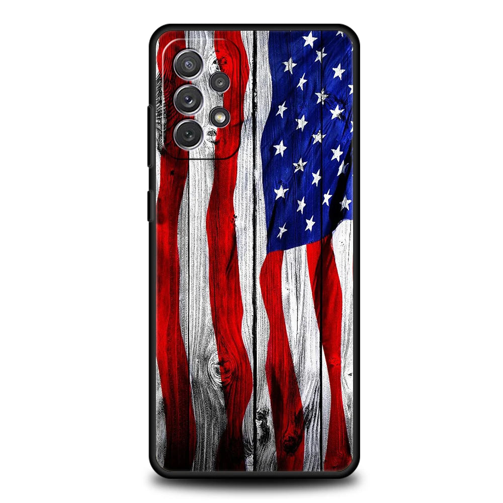 American United States Flag Phone Case for Samsung Galaxy A14 A54 A34 A51 A71 A72 A32 A52 A52S A01 A11 A21S A31 A41 5G TPU Shell