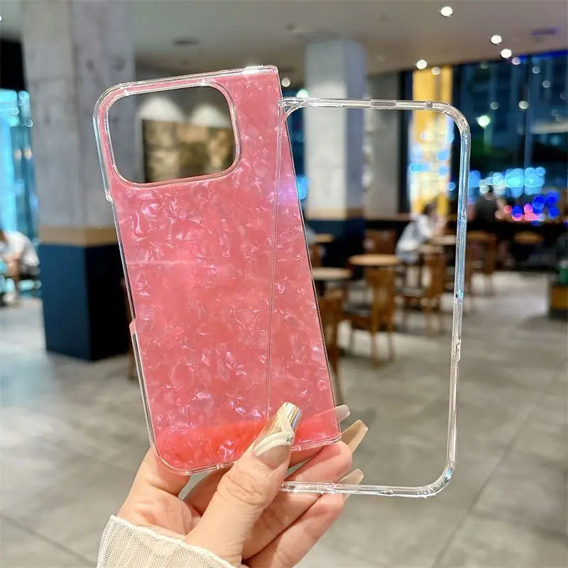 For Google Pixel 10 Pro Fold Case Fashion Flower Print Phone Back Cover Dreamy Pearl Glitter Shockproof Hard Shell