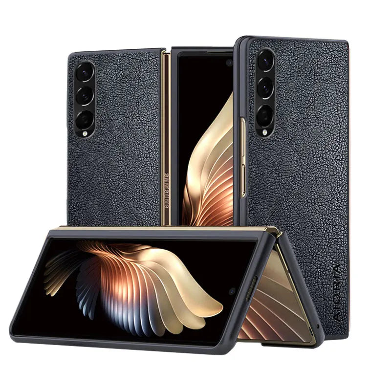 Case For Samsung Galaxy Z Fold 7 6 5 4 3 5G Premium Retro Litchi Leather Pattern Cover for Galaxy Z Fold 7 business style case