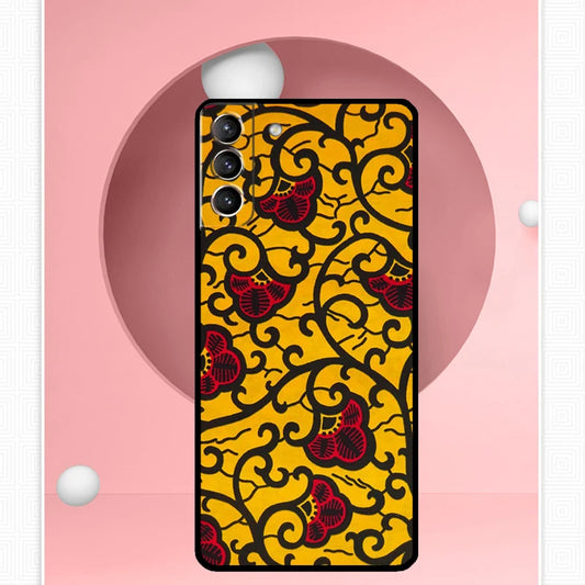 African Wax Pattern Fabric Case For Samsung Galaxy S24 S23 Ultra S22 S20 FE S21 FE Note 10 20 S8 S9 S10 Plus Cover