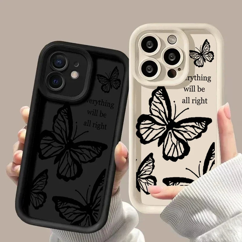 Black Butterfly Case for Motorola Moto Edge 40 Neo 50 Pro 50 Fusion 5G G84 G14 G04 G32 G35 G52 G30 G60S G53 G22 E13 E14 Casing