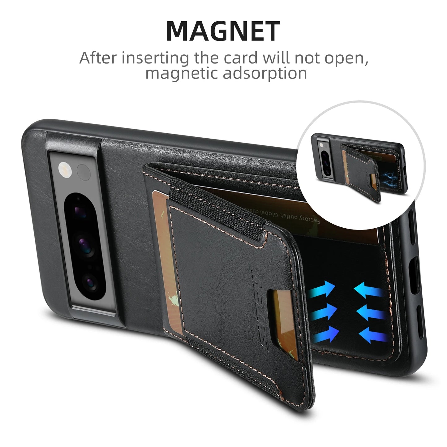 SUTENI Card Holder Phone Case Luxury Faux Leather Stand For Google Pixel 10ProXL 9 8A 7 6