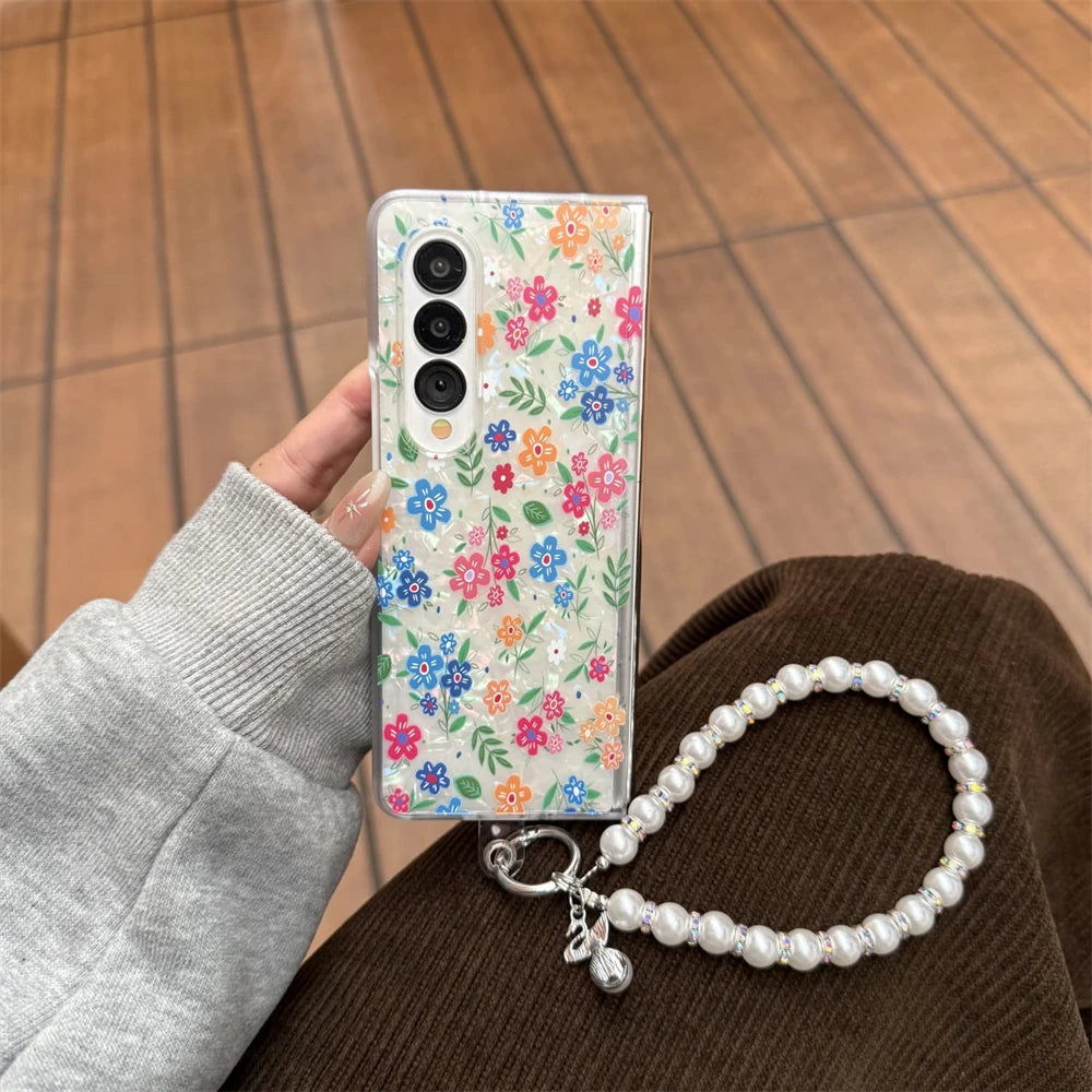 for Samsung Galaxy Z Fold 7 5G Hard PC Phone Case Floral Shell for Z Fold 7 6 5 4 3 Drop-Proof Protective Cover