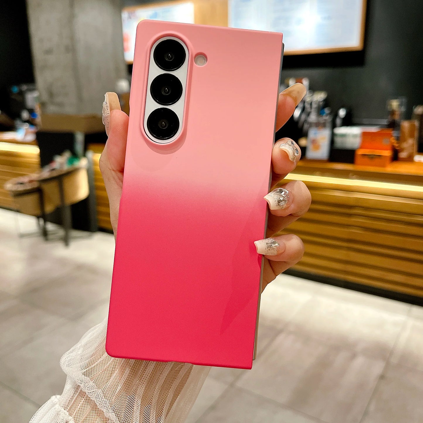 Fashion Gradient Contrast Color Phone Case For Samsung Galaxy Z Fold 6 5 4 Splice Color Shockproof Protection Bumper Hard Cover