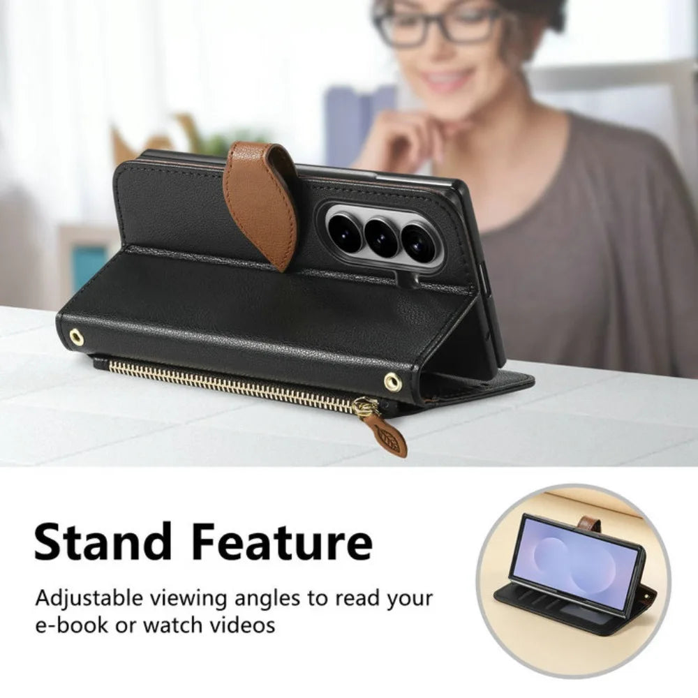 Z Fold8 Ultra 5G Flip Case For Samsung Galaxy Z Fold 8 Ultra Crossbody Zipper Leather Wallet Funda Galaxy Z Fold 8 Ultra Cover