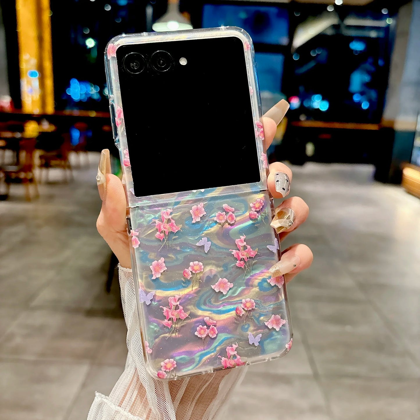 Case For Motorola Razr 50 Ultra 60 Ultra 2025 Plus 2024 Plus Shell Pattern Pink White Background Small Flowers Hard PC Cover