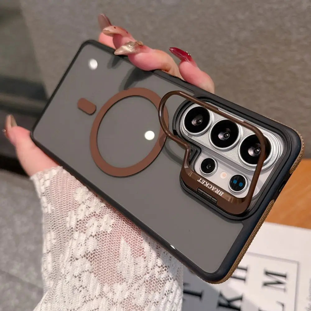 S26 Ultra For Magsafe Metal Lens Protect Stand Case For Galaxy Samsung S26 S23 S22 S24 S25 Ultra Plus FE Acrylic Bumper Cover