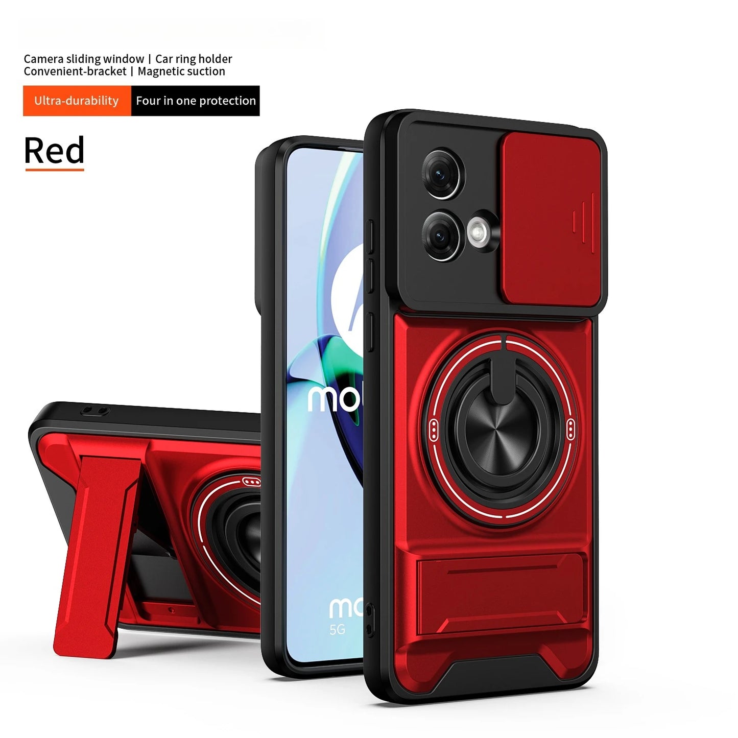 360 Rotating Magnetic Ring Holder Phone Case For Motorola G86 G56 G35 G64 G34 G84 G55 G53 Lens Slide Camera kickstand Cover