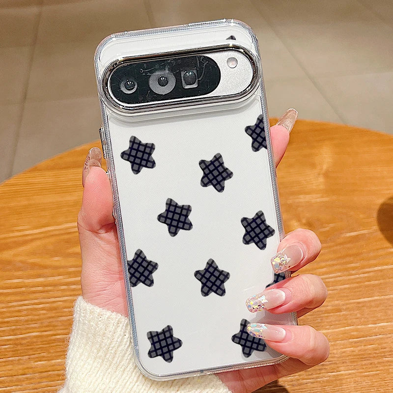Stars Pattern Clear TPU Phone Case For Google Pixel 10 9 8 7 Pro Pixel 9 10 Pro XL 7A 8A 9A Shockproof Soft Silicone Back Cover