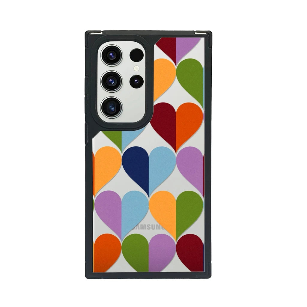 Full Screen Color Collision Leopard Print Love Heart Phone Cover Case for Samsung Galaxy S22 S23 S24 S25 Plus Ultra S23 S24 FE
