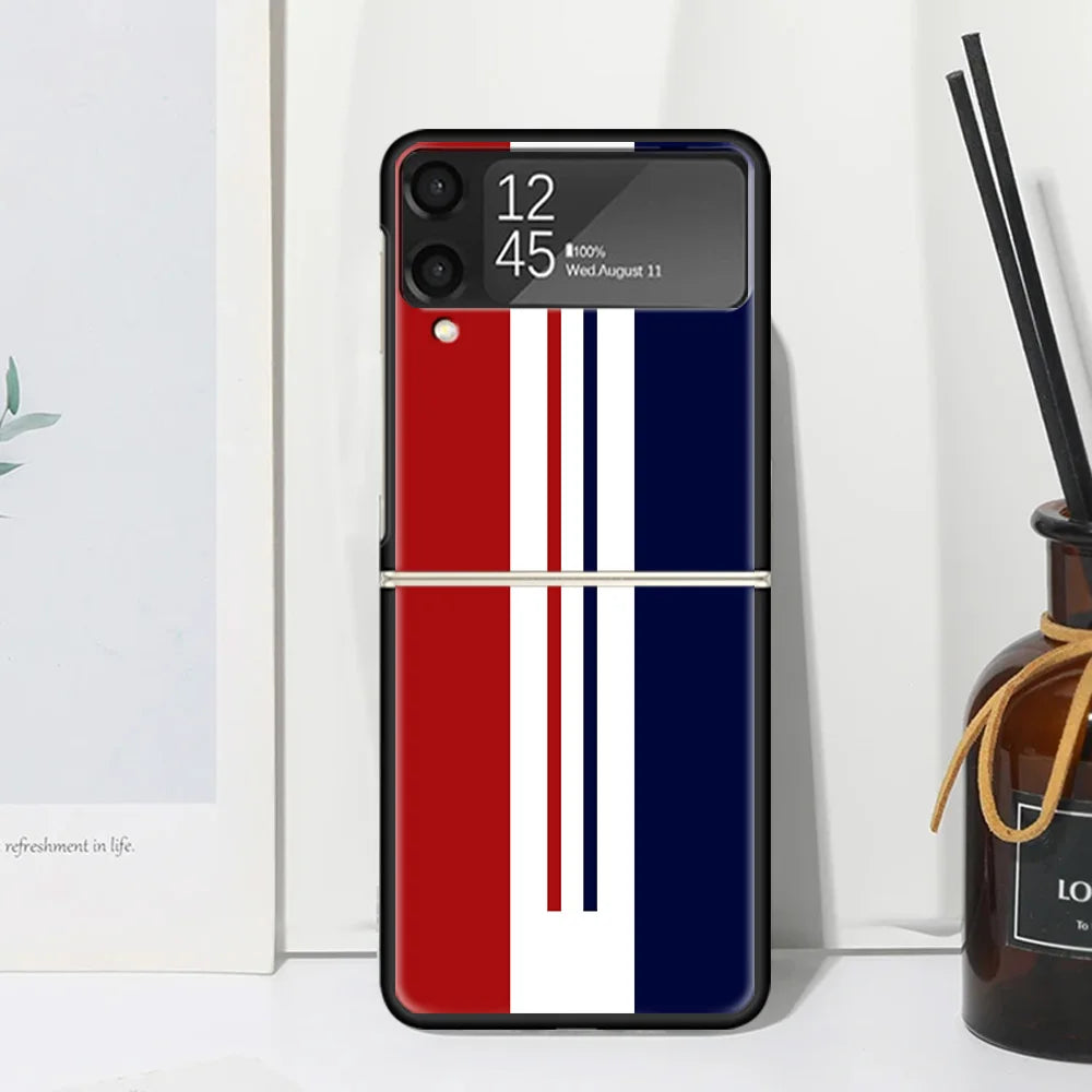Luxury Sports Line Cool Stripes Phone Case For Samsung Galaxy Z Flip 7 Flip7 Zflip 6 Flip6 5 Flip5 4 Flip4 3 Flip3 5G Fundas Bla
