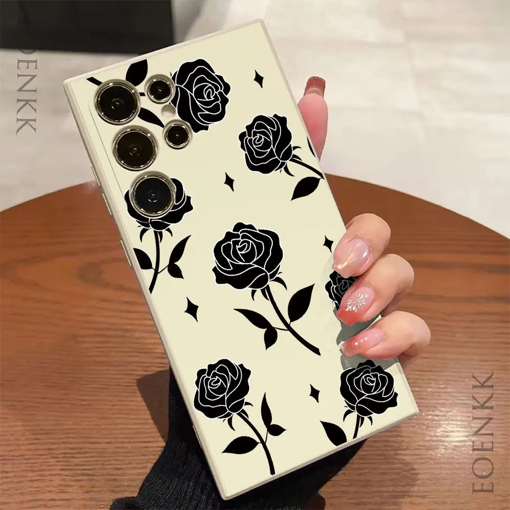 New Retro Fashion Rose Phone Case For Samsung Galaxy A25 A32 A33 A72 A73 Note 10 20 Plus S25 S24 S23 S22 S21 Ultra FE 5G Cover