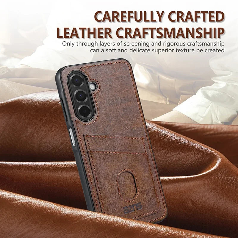 Retro Card Solt Leather Case for Samsung Galaxy A16 A26 A36 A56 A06 A55 A35 A15 A05S A25 A14 A34 A54 A13 A23 A33 A53 A73 Cover