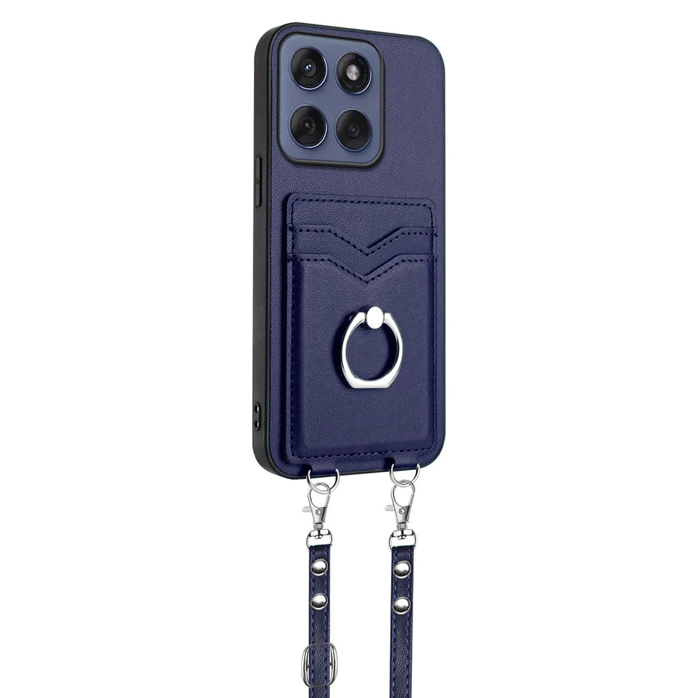 Ring Holder Case For Moto Edge 60 Fusion 60S 50 Neo X50 Ultra Pro G34 G35 G45 G55 G85 G Stylus 5G Crossbody Strap Leather Cover