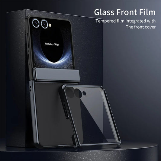 Plating Hard Shell Phone Case for Samsung Galaxy Z Flip 7 6 5 4 3 Flip7 Flip6 Flip5 Flip4 Membrane Hinge Protective Cover