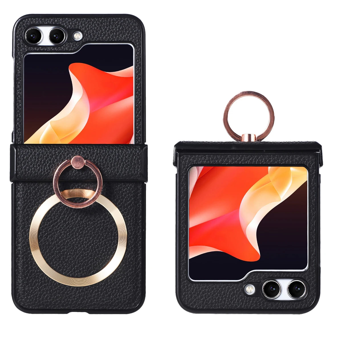 Grain Of Cloth Diamond Ring Bracket Case for Samsung Galaxy Z Flip 3 4 5 6 7 ZFlip 7 Flip 7FE Finger Ring Magnetic Stand Cover