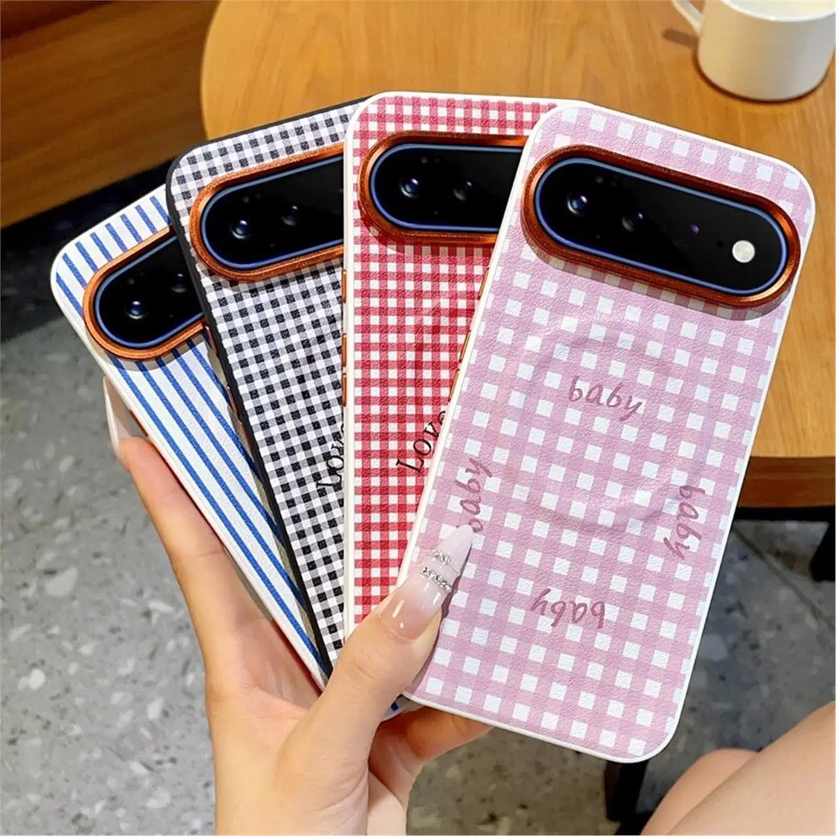 Fashion Aesthetic Gingham Print For Magsafe Case For Google Pixel 11 10 9 Pro XL 10A 9A Metal Lens Frame Shockproof Cover Funda