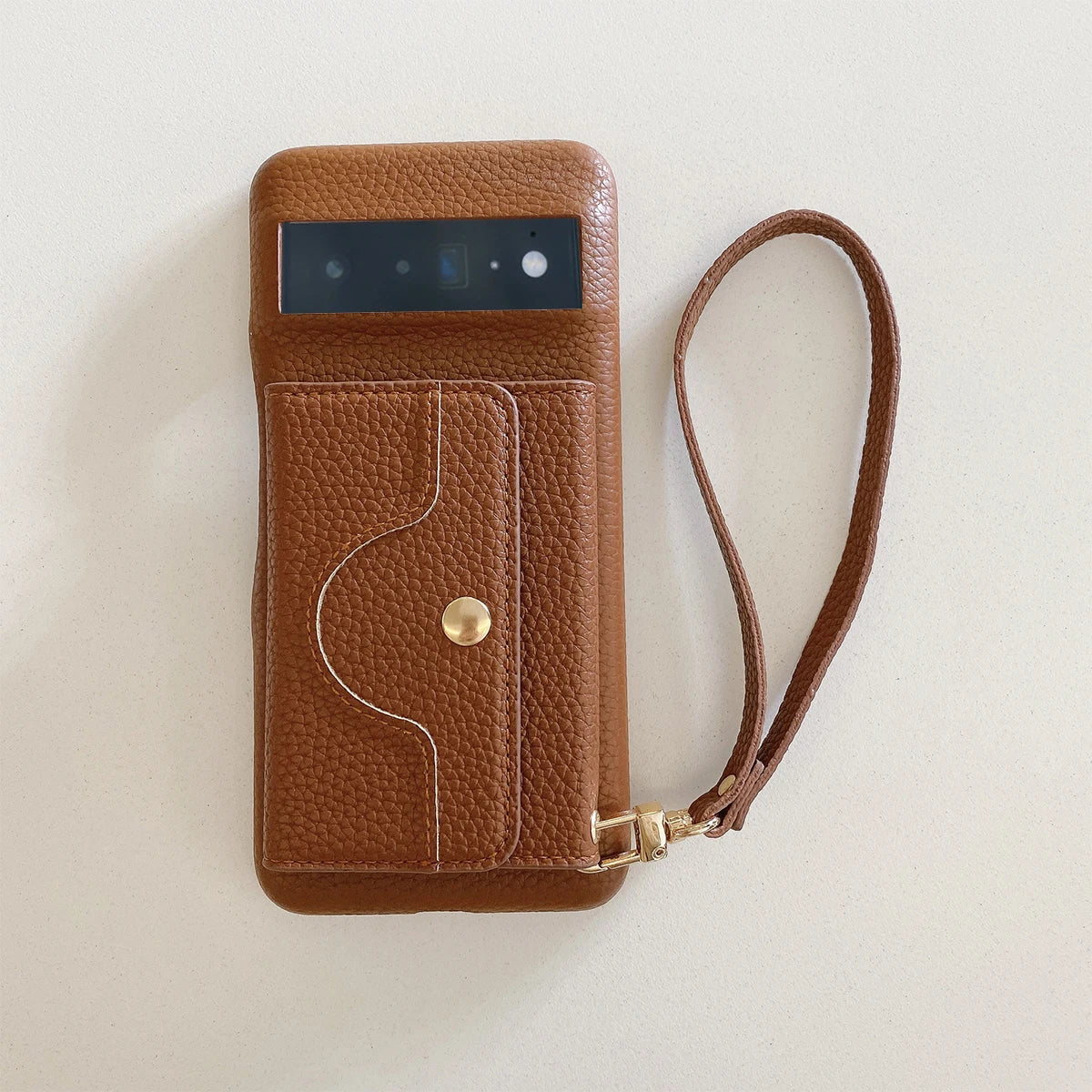 Luxury Litchi Peel Pattern PU Leather Case For Google Pixel 8 7 6 Pro 4 XL Small Mirror Card Holder Lanyard Wallet Cover