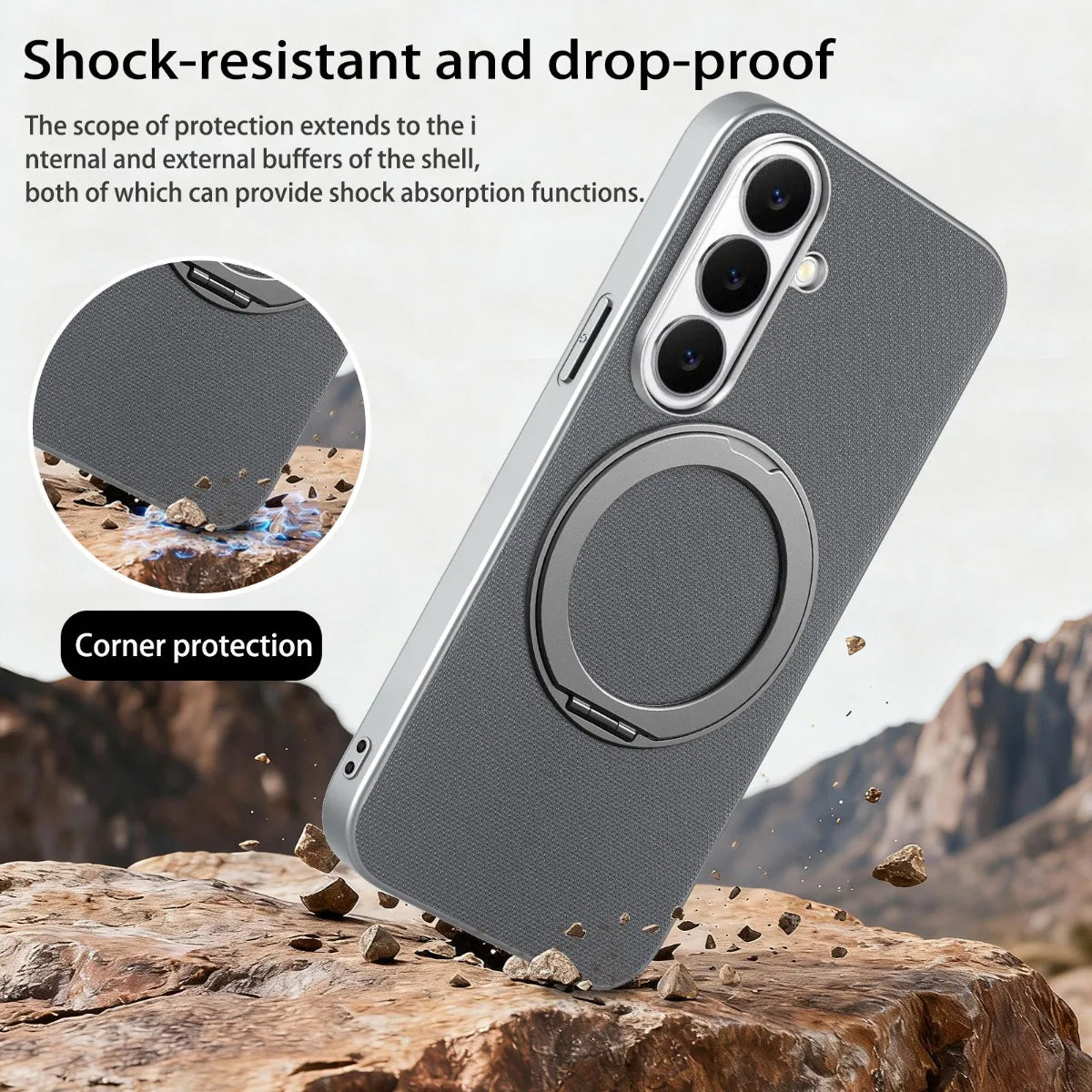 For Magsafe Magnetic Rotating Bracket Phone Case for Samsung Galaxy S26 S25 Ultra Plus S25 Edge S26+ Leather Protective Cover