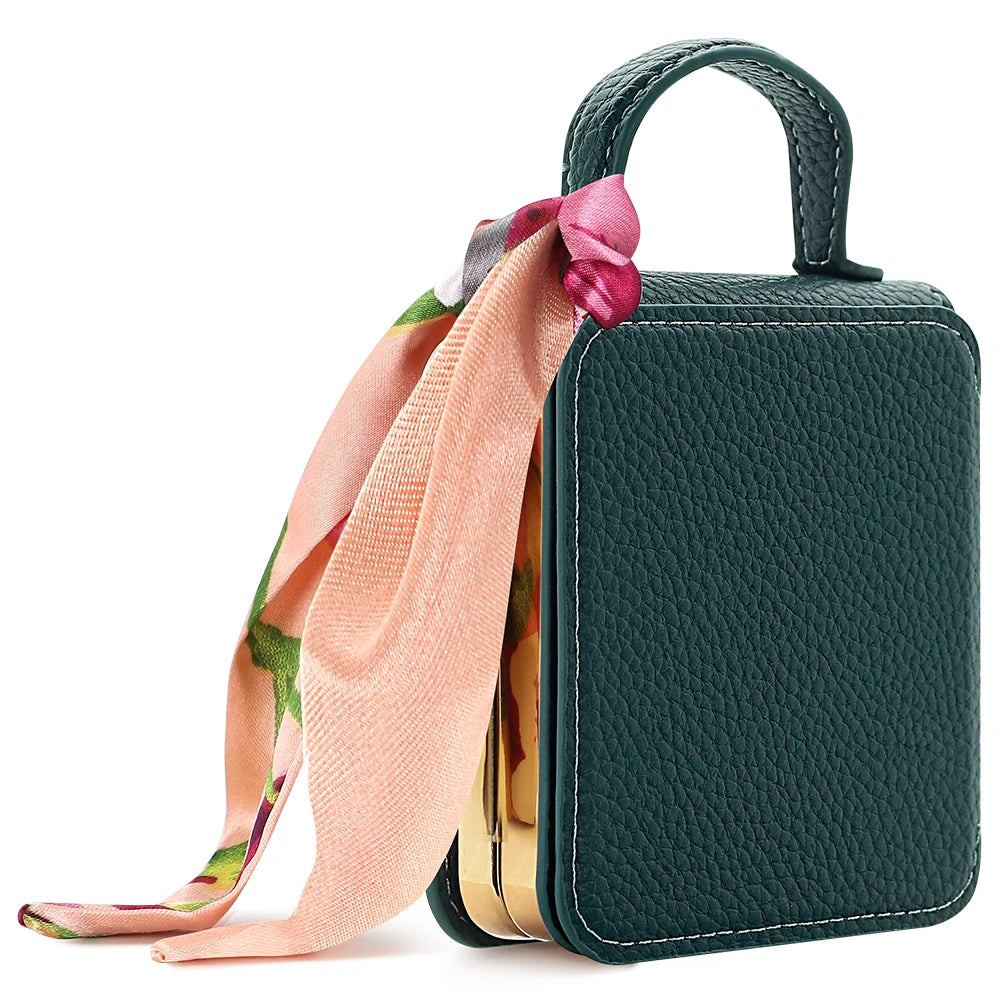 Wrist Strap Lychee Patterned Leather Case for Samsung Z Flip 8 7 6 5 4 Shockproof Screen Protector with Built-in Mirror Cover