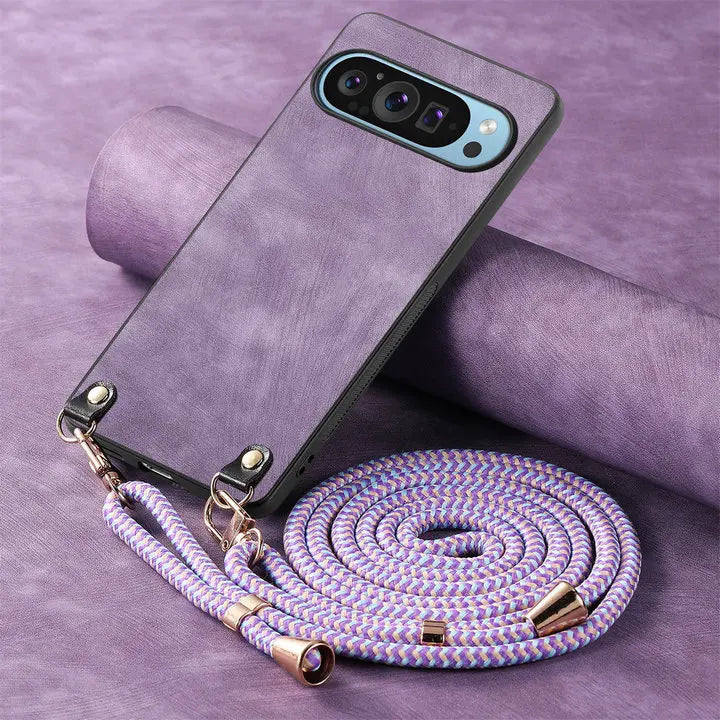 Luxury Case For Google Pixel 11 Pro XL 5G Crossbody Strap Armor Leather Back Etui Pixel 11 Pro Shockproof Funda