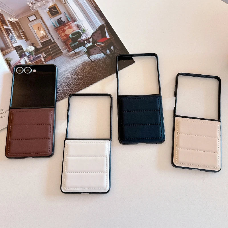 Luxury Down Jacket Phone Case For Samsung Galaxy Z Flip 7 6 5 4 3 ZFlip7 FE ZFlip6 2-piece Set TPU Soft Shockproof Cover Funda