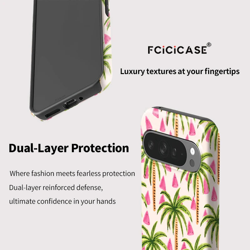 Fcicicase Coconut Tree Print Phone Case For Google Pixel 10A 10 8 9 Pro 10 9 Pro XL 7A 8A Matte Anti-Drop Acrylic Back Cover