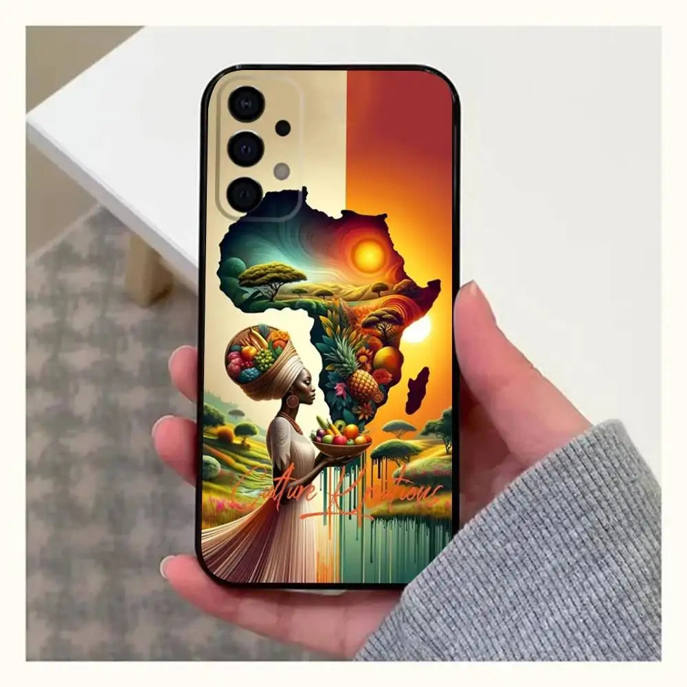 Africa Map Geogra Phone Case For Samsung Galaxy A20,A21s,A22,A31,A32,A52,A53,A72,73,A80,A91 Soft Black Cover