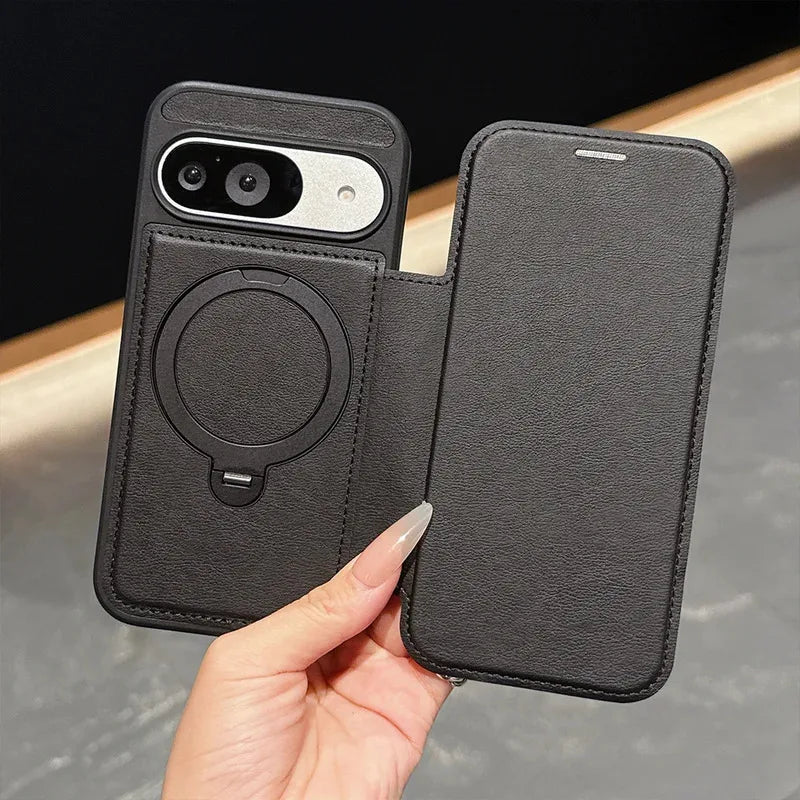 Luxury Magnetic Flip Leather Wallet Magnet Bracket Case For Google Pixel 10 9 Pro XL 9A 9 10 8 Pro Slot Card Bag Holder Cover