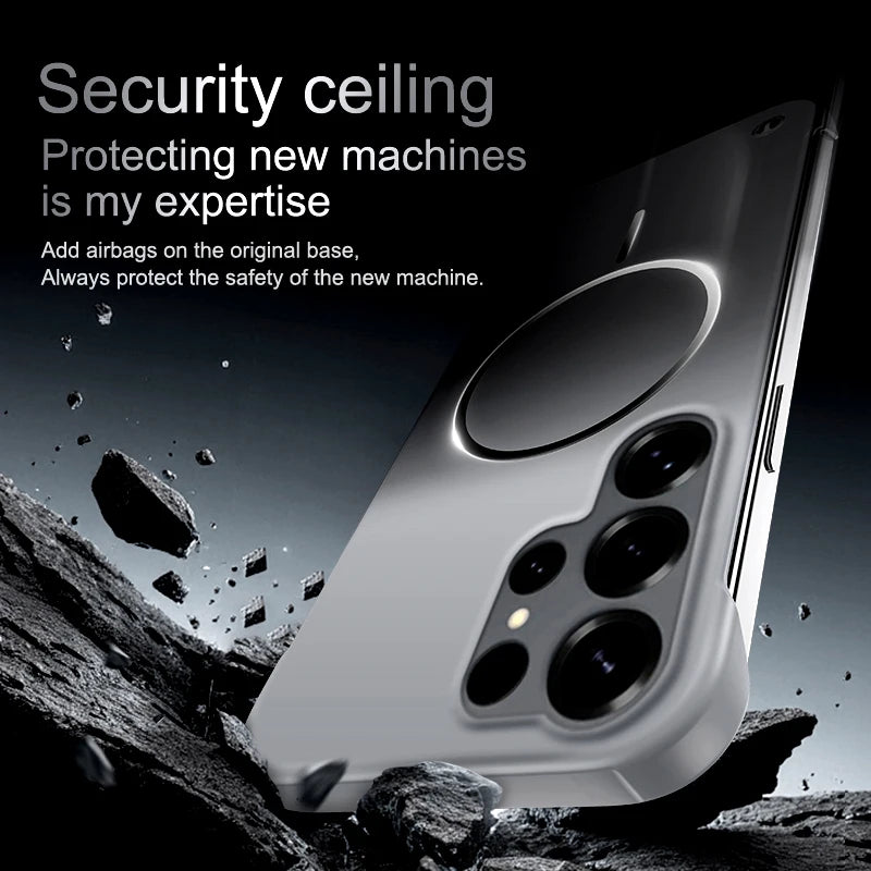 Thin Frameless Cooling Magnetic For Magsafe Case For Samsung Galaxy S25 Edge S24 S23 S22 Ultra Plus A56 Shockproof PC Hard Cover