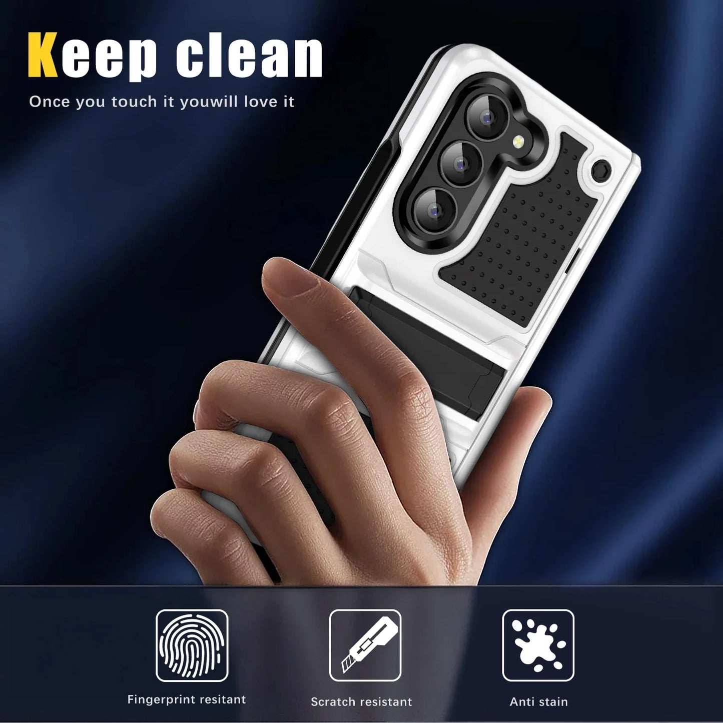 For Samsung Z Fold5 Fold5 Non-Slip Hinge Protection Phone Case for Samsung Galaxy Z Fold 5 5G Kickstand Armor Cover Coque