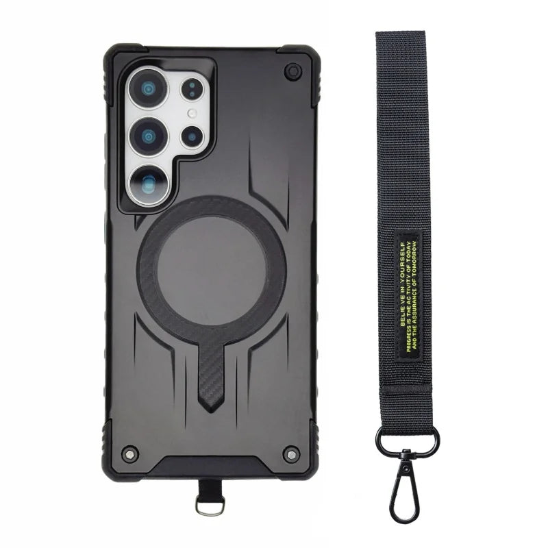 Luxury Carbon Fiber Pattern Magnetic Armor Case for Samsung S25 S24 S23 Ultra Plus Edge FE A35 A55 A36 A56 A16 A26 A17 A15 A14
