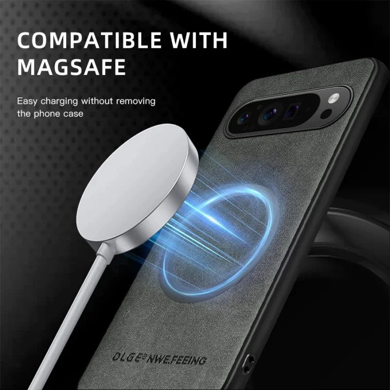 Magnetic Case For Google Pixel 10 9 8 11Pro XL 10A 9A 8A For Magsafe Wireless Charge  Leather Protective Shockproof Phone Case