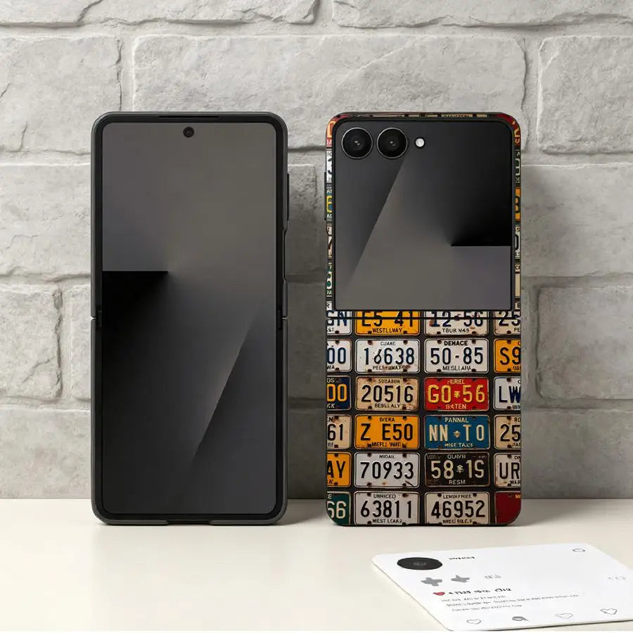 Retro License Plate Phone Cover Case for Samsung Galaxy Z Fold 7 6 5 4 3 Z Flip 7 6 5 4 3