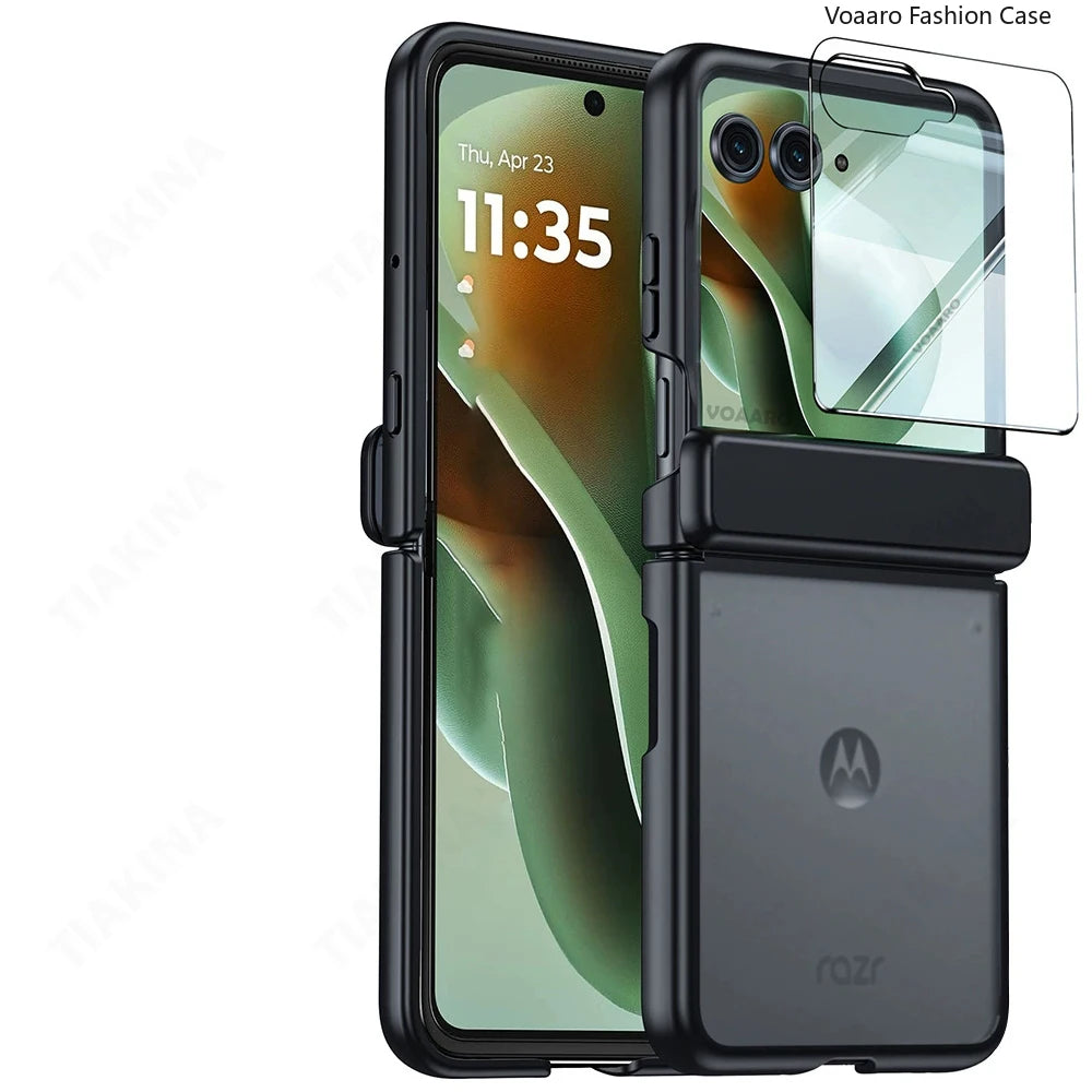Matte Clear Plating Hinge Funda for Motorola Razr Ultra 2025 Case for Motorola Razr 60 Ultra Hinge Protect Case with Small Film