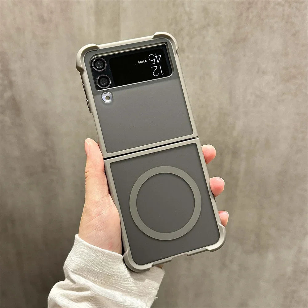 For MagSafe Magnetic Translucent Matte Phone Case For Samsung Galaxy Z Flip 7 6 5 4 3 Flip6 Flip Flip4 Flip7 5G Shockproof Cover