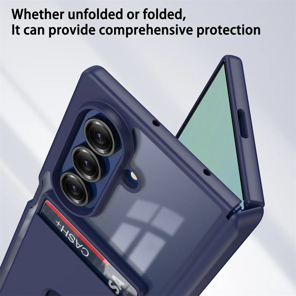 Shockproof Acrylic Card Bag Case For Samsung Galaxy Z Fold 7 5G Tempered Glass Screen Protector Magnetic With Hinge Back Cover