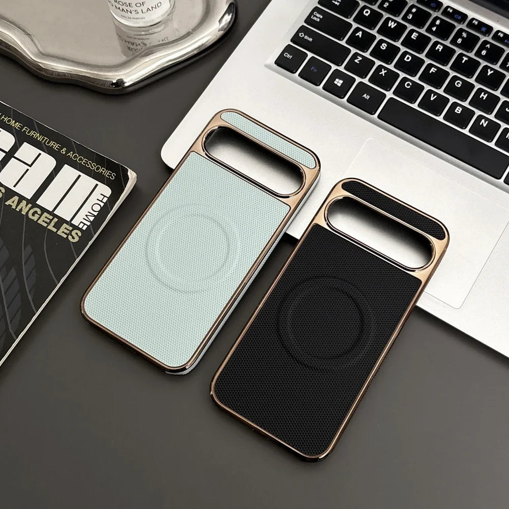 Pixel 10proXL Business Leather Magnetic Phone Case for Google Pixel 8 9 Pro 9A 8A 9 ProXL Pltaing Frame Shockproof Magsafe Cover