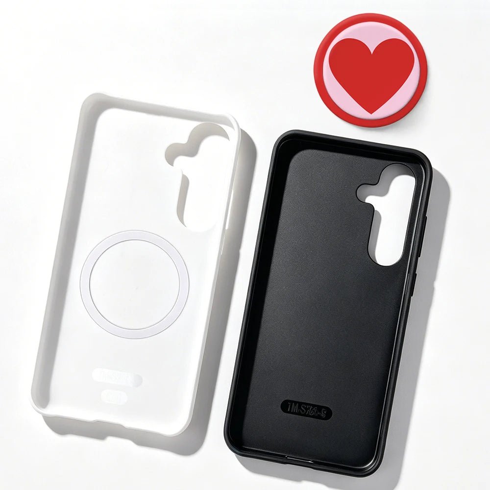 Magnetic Case For Samsung S26 S25 S24 S23 S22 S21 Plus Ultra 20 FE A15 A16 A26 A36 56 17 Love Heart 2 in 1 Phone Holder Cover