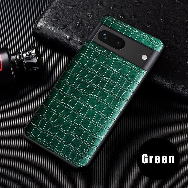 Premium Crocodile Leather Case For Google Pixel 8 8A 7 7A 6 6 Pro 6A Slim Fit Protective Back Cover for pixel 8 phone case