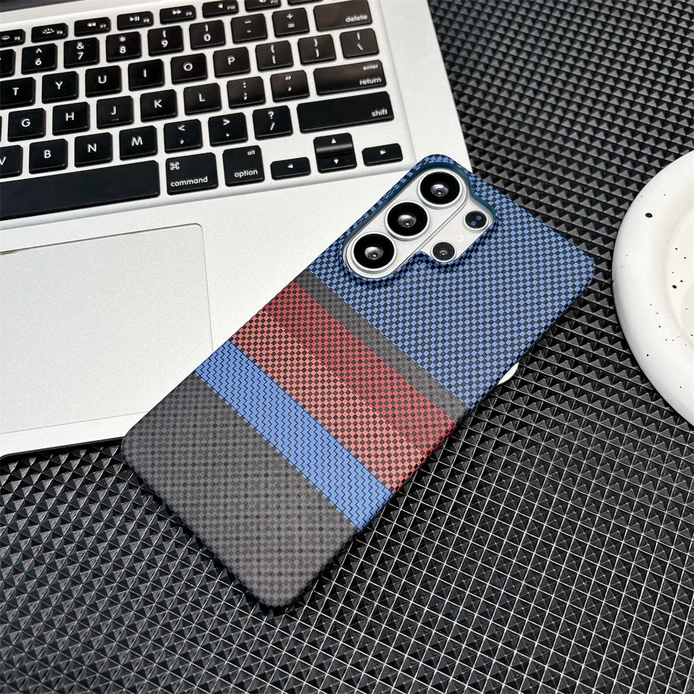 Luxury Carbon Fiber Wireless Charging For Magsafe Case for Samsung Galaxy S26 Ultra S26 Plus Alloy Lens Protection Hard Cover