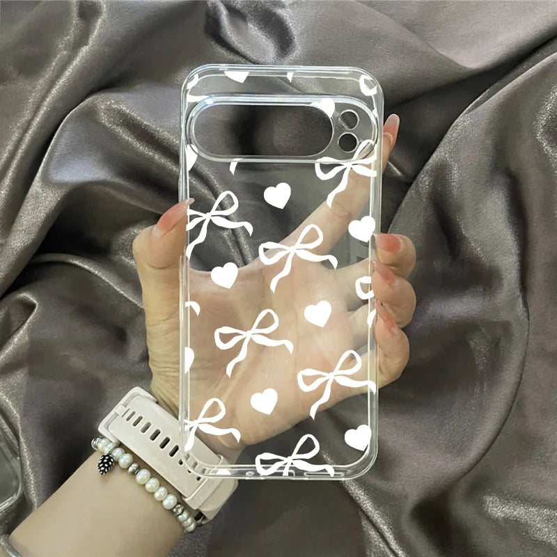 Cute Star Bow Phone Case for Google Pixel 10 9 9Pro XL 8A 8Pro 8 7 7A 7Pro 5G Hot Christmas Soft TPU Clear Cover Fundas